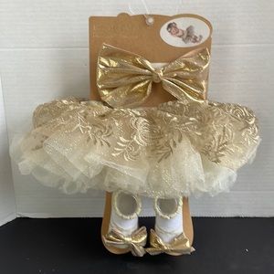 Elly & Emmy Tutu Set Gold Girls 0-12 Months Bow